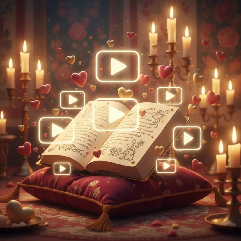 Wedding vows transformed into an animated love story video with illustrated couple