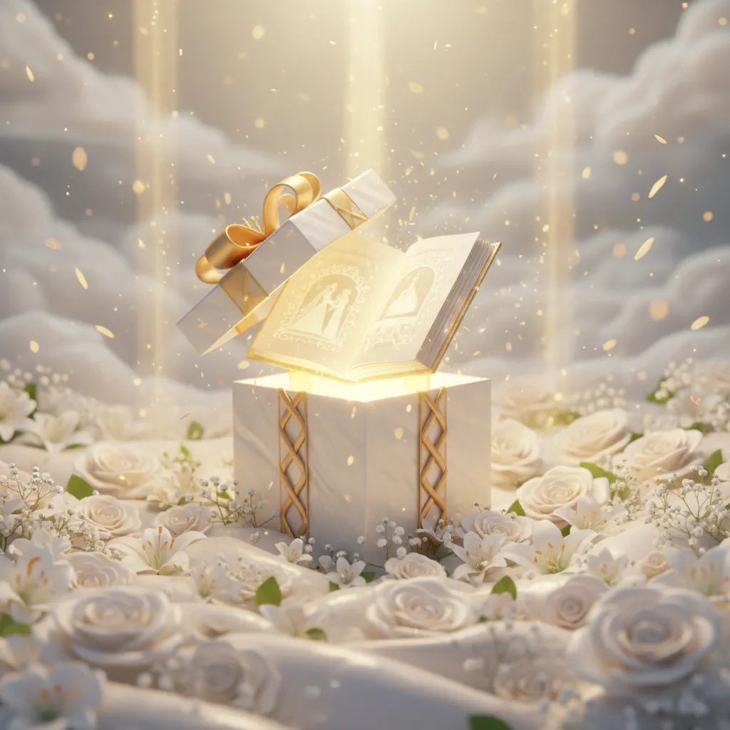 Personalized wedding storybook gift with illustrated bride and groom characters