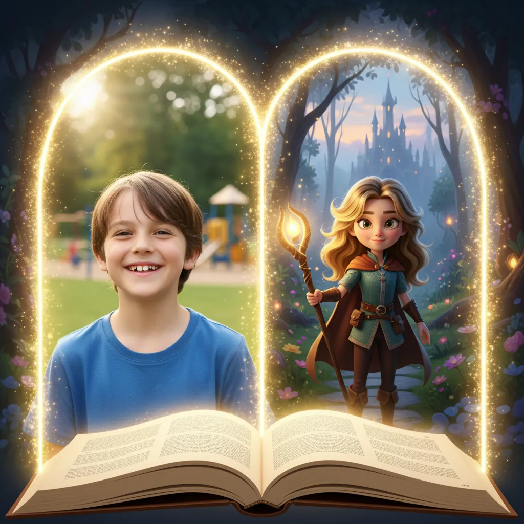 Child featured in a personalized storybook