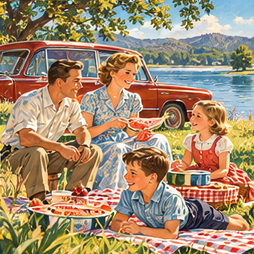 Vintage Americana art style