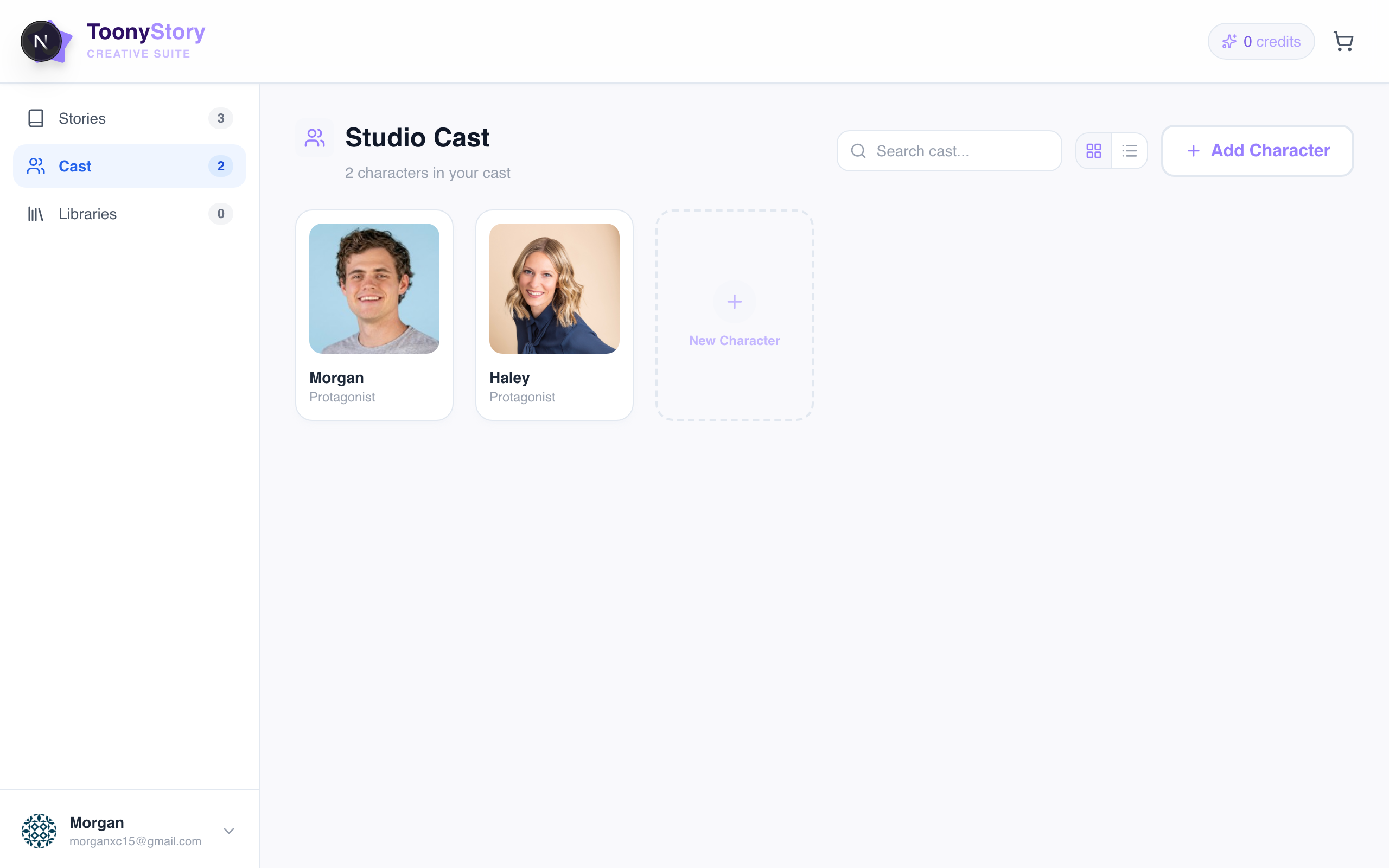Upload photos to create your cast